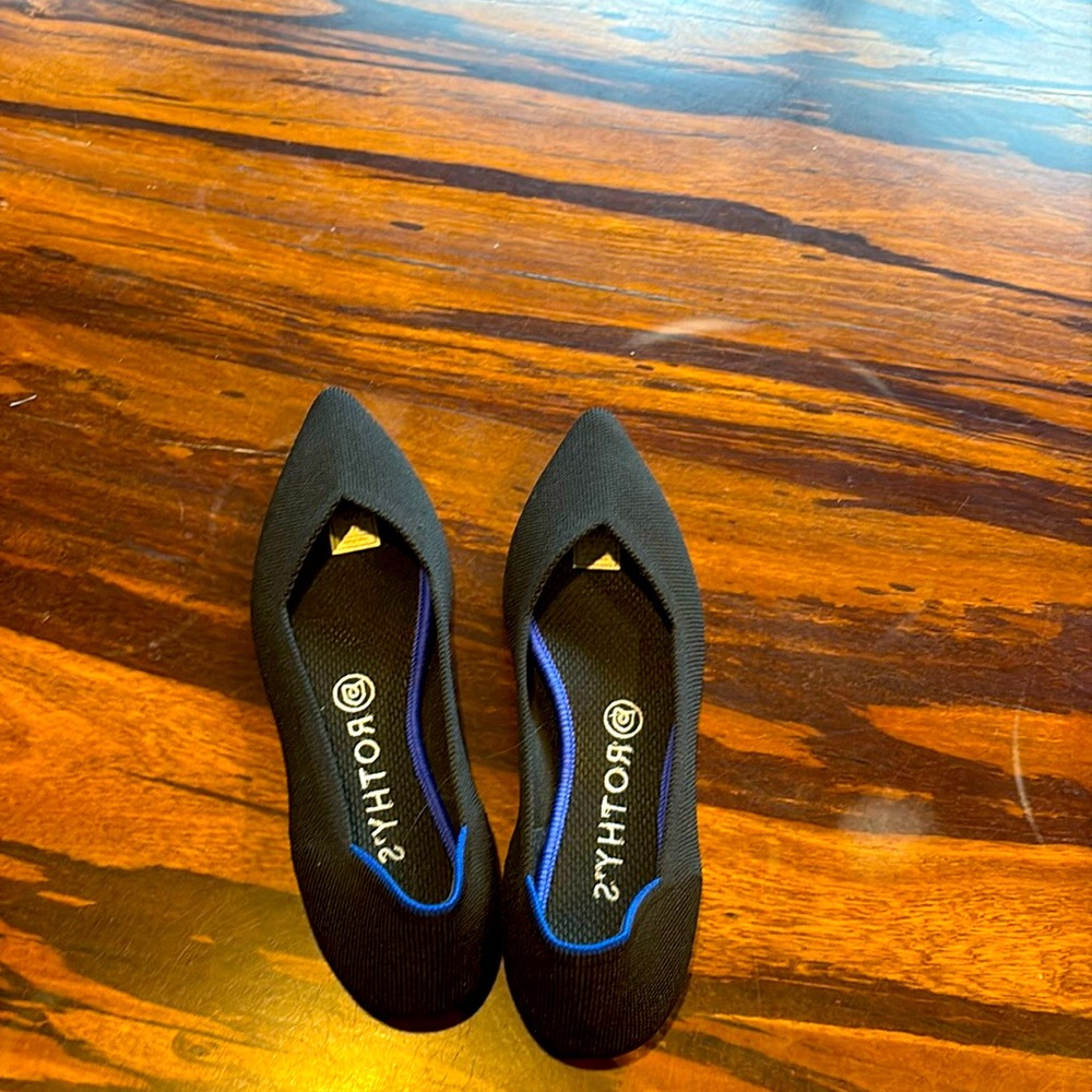 Rothy black pointed toe flats. Size 7.5